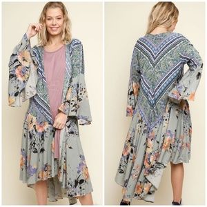Boho Floral Patchwork Kimono Sz S, M, L JUNIORS
